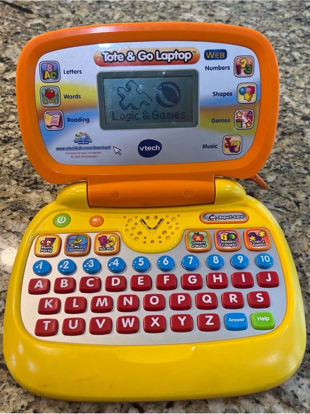 VTech Tote & Go Laptop - Orange & Yellow Kids Learning Toy Vintage